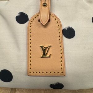 Authentic Louis Vuitton Vachetta Luggage Tag with Gold LV